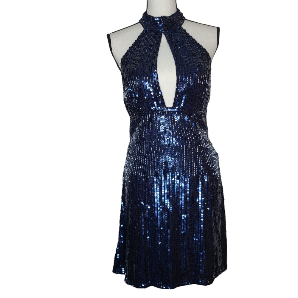 Sherri Hill Sequin Navy Mini Dress 51354 Size 8 NWT
